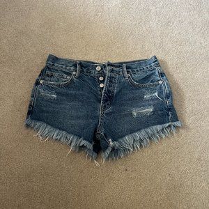 We The Free Mid Rise Denim Shorts, Size 24, Medium Wash